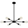 LIGOTFIRE Modern Sputnik Light Fixture Black 6 Light Mid Century Contemporary Ceiling Light Vintage Pendant Lighting Fixtures Industrial Hanging Lights for Kitchen Bathroom Hallway