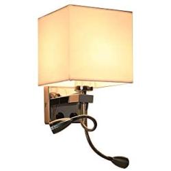 Starry Lighting SL-63666,Vintage Square Box Linen Wall Sconce with 2 Adjustable LED Lights,Wall Mounted Reading Light,Bedside Wall Lamp,Wall Light for Living Room,Bedroom,Hotel