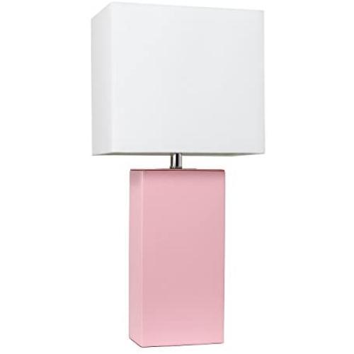 Elegant Designs LT1025-PNK Modern Leather Table Lamp Fabric, Pink/White Shade