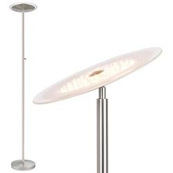 Kira Home Horizon 70'' Modern LED Torchiere Floor Lamp (36W, 250W eq.), Glass Diffuser, Dimmable, Timer and Wall Switch Compatible, Adjustable Head, 3000k Warm White Light, Brushed Nickel Finish