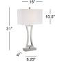 Roxie Modern Table Lamps Set of 2 Brushed Steel Off White Rectangular Shade for Living Room Family Bedroom Bedside Office - 360 Lighting