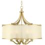 Sydney Warm Antique Brass Drum Pendant Chandelier 25'' Wide Modern Clear Gold Organza Shade 6-Light Fixture for Dining Room House Island Entryway Bedroom Living Room - Possini Euro Design