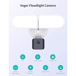 Floodlight Camera, Voger Security Camera Outdoor 2500-Lumen Brightness with Siren Alarm IP65 Waterproof 1080p Night Vision Motion-Activated and Two-Way Audio White