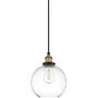 Primo Large Glass Globe Pendant Light Fixture - Black and Gold Hanging Pendant Lighting for Kitchen Island - Mid Century Modern Ceiling Light with Clear Glass Shade