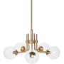 MOTINI 5-Light Sputnik Chandelier with Clear Glass 5LT Modern Pendant Geometric Light Rod Hanging Lighting Indoor 27''x 27''x11'', Brushed Brass