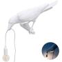 Crow Table lamp，Artificial Bird Shaped Table Lamp，Bird Wall Lamp Light LED Table Lamps，Desk Lamp Night Light for Adults Kids for Bedrooms, Living Rooms, Office Decoration (White-A)