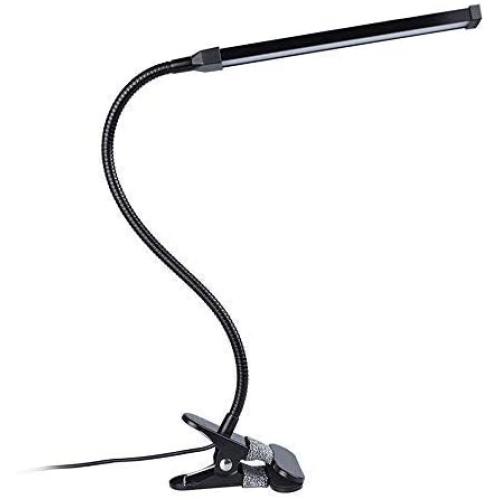 LED Reading Light, Clamp Desk Lamp, 3 Modes & 10 Dimming Levels Clip Light, Flexible Eye-Care Clamp Light for Bed Reading, Studying, Working, Bedroom, Office, Adapter Included,8W,Black