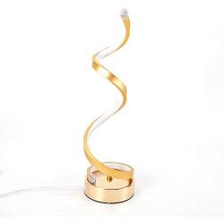 Spiral Design LED Table Lamp Warm White 3000k Minimalist Desk Lamp Aluminum Alloy Acrylic Bedside Nightstand Lamps for Bedroom Office Living Room (Gold, Warm Light)