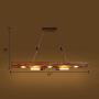 LAKIQ Industrial Farmhouse Kitchen Island Pendant Lighting 5 Lights Wooden Chandelier Rustic Loft Hanging Ceiling Lights Fixture for Bar Restaurant Dining Room