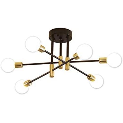 Sputnik Chandelier Mid Century Modern Nordic E26 LED Pendant Lighting Edison 4/6/8 Lights Chandeliers Ceiling Light Fixture Black Light for Living Room,Kitchen,Bedroom,Dining Room
