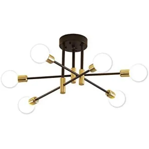 Sputnik Chandelier Mid Century Modern Nordic E26 LED Pendant Lighting Edison 4/6/8 Lights Chandeliers Ceiling Light Fixture Black Light for Living Room,Kitchen,Bedroom,Dining Room