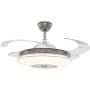 YEELED Light 42 Inch Remote Control Retractable Reversible Ceiling Fans with 3 Changing Light Color and 6 Fan Speed Invisible Ceiling Fan Chandelier for Indoor Living Room Bedroom Dining Room Ceiling Light Kits with Fans (42 Inch, Silver-02)