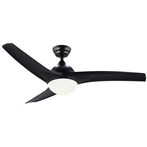 CO-Z 52 Modern Ceiling Fan with Lights and Remote in Black Finish, Contemporary Ceiling Fans with LED Light for Bedroom, Living Room, Kitchen, Industrial Ceiling Fan with 3 ABS Blades Reversible