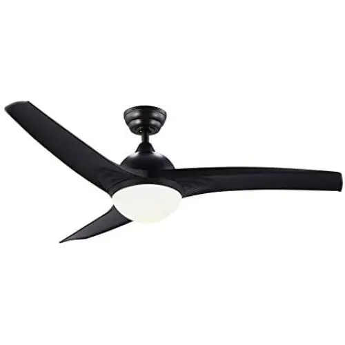 CO-Z 52 Modern Ceiling Fan with Lights and Remote in Black Finish, Contemporary Ceiling Fans with LED Light for Bedroom, Living Room, Kitchen, Industrial Ceiling Fan with 3 ABS Blades Reversible