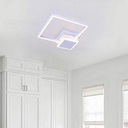 Helych Modern Ceiling Light LED Square Ceiling Lights Flush Mount Ceiling Lamp 27W Warm White 3000K Ceiling Lighting for Kitchen Bedroom Hallway Entry Dining Room White