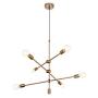 Sputnik Chandelier 6 Lights Modern Pendant Lighting Ceiling Light Fixture, Brass