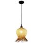 LITFAD Coffee Shop Lantern Ceiling Hanging Light Rattan Antique Style Single Light Pendant Light Bamboo LED Pendant Lamp with Adjustable Cord for Dining Room Living Room Restaurant