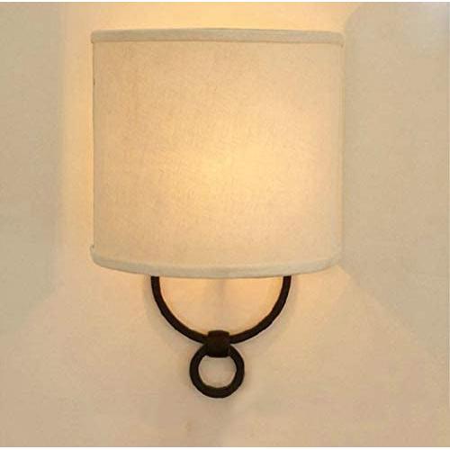 Indoor Bedside Wall Lamp Light Vintage Industrial Wall Sconce with Fabric Shade for Reading Bedroom Living Room Dinning Room Hotel (Black)