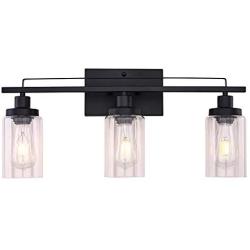 Sivilynus 3 Light Vanity Bathroom Lights Over Mirror Sconces Wall Lighting Farmhouse Light with Clear Glass Shade Suit for Porch Bedroom Foyer Kitchen Dining Room