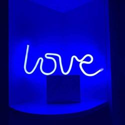 Love Letter Blue LED Neon Sign Wedding Party Decoration USB & Battery Powered Aesthetic Night Lights Wall Art Neon Lamps for Girls Bedroom,Dorm,Bar,Valentines Day, Birthday Gifts(AIL)