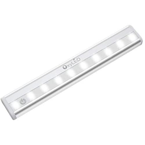 OxyLED Tape Closet Lights, Touch Light, 10 LED Dimmable Night Light, Stick-on Push Light, Cordless Touch Sensor LED Night Light, Wardrobe Lights, Safe Light with Magnetic Strip, Battery Operated