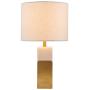 Amazon Brand – Rivet Mid-Century Modern Square Pillar Living Room Table Lamp With LED Light Bulb - 10.5 x 10.5 x 18 Inches, White Marble and Brass