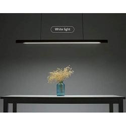 Uniklook LED Wood Pendant Light Wooden Long Bar LED Lamp Celling Lighting Neutral, White Warm Light - Office Kitchen Island Dining Room Table Bar Suspension Lighting Height Adjustable (Ash C)