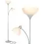 Brightech Sky Dome Plus - Super Bright LED Torchiere & Reading Floor Lamp - Dimmable Modern Standing Pole Lamp for Office, Living Room – Tall Mother-Daughter Lights for Bedroom Night Lighting – Silver