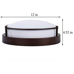 Berliget 12 Inch Metal Industrial Brown 2 Lights Flush Mount Ceiling Light, Hallway Round Modern Bright Ceiling Light Fixture for Kitchen, Bedroom, Laundry, Living Room