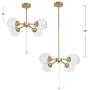 KSANA Gold Chandelier with Pull Chain On/Off Switch, 2 in 1 Sputnik Chandeliers and Semi Flush Mount Ceiling Light for Dining Room, D19.7''x H11.5''