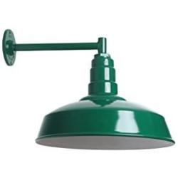 Straight Arm Barn Light | The Gardena Standard Warehouse Steel Dome | Barn Lighting and Farmhouse Lighting | Made in America (11'' Straight Arm, Green)