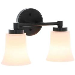 XiNBEi Lighting Bathroom Vanity Light, Vintage 2 Light Sconces Wall Light with Glass, Black Wall Mounted Light XB-W1235-2-MB