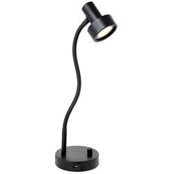 O’Bright Dimmable LED Desk Lamp with USB Charging Port (5V/2A), Full Range Dimming LED, Table Lamp with USB Charger, Flexible Gooseneck, Office Desk Lamp/Bedside Lamp, Vintage Design (Black)