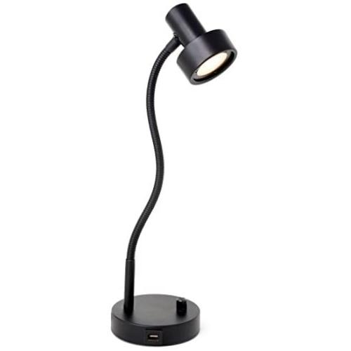 O’Bright Dimmable LED Desk Lamp with USB Charging Port (5V/2A), Full Range Dimming LED, Table Lamp with USB Charger, Flexible Gooseneck, Office Desk Lamp/Bedside Lamp, Vintage Design (Black)