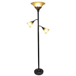 Elegant Designs LF2002-RBZ 3 Light Floor Lamp with Scalloped Glass Shades, 3.9, Restoration Bronze/Champagne