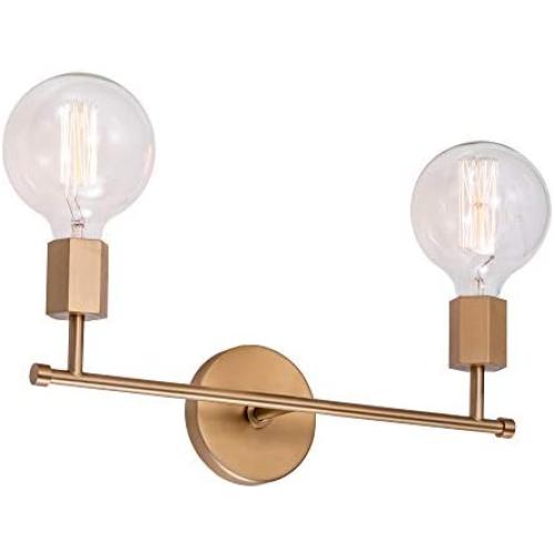 Linour 2 Lights Bathroom Vanity Light Modern Wall Sconce Metal Industrial Wall Lamps Lighting Fixture for Bathroom Hallway Bedroom Living Room Kitchen