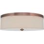 Kira Home Walker 20'' Large Mid-Century Modern 3-Light Flush Mount Ceiling Light, Cream Fabric Shade + Round Glass Diffuser, Copper Bronze Finish
