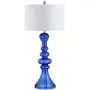 JONATHAN Y JYL4012D Madeline 35'' Curved Glass LED Table Lamp Contemporary,Transitional for Bedroom, Living Room, Office, College Dorm, Coffee Table, Bookcase, Cobalt