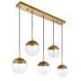 Kitchen Pendant Light with Sphere 5-Light, A1A9 Modern Industrial Glass Ball Globe Ceiling Lights Fitting, E26 LED Chandelier Lamp Fixture for Kitchen Island, Bar, Dining Room, Counter, Cafe (Brass)