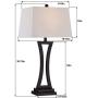 Maxax Table Lamp Set of 2 Modern Black Bedside Desk Lamp with White Drum Shade Nightstand Lamp for Bedroom, Living Room, or Office