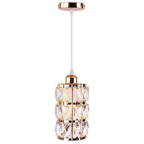 Cainjiazh 1-Light Modern Crystal Chandelier Mini Ceilng Light Adjustable Handing Lamp Pendant Lighting Fixture for Dining Room Bedroom Kitchen Island Window Hallway E27 Bulb Base