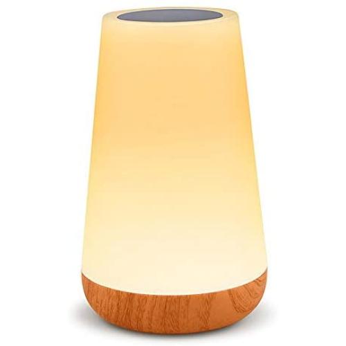 Table Lamp Touch Night Light - Portable Sensor Remote Control Bedside Lamps with Quick Rechargeable USB Dimmable Warm White Light 13 Colors RGB Table Lamp for Bedroom Living Room Office (White)