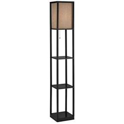 Magshion Floor Lamp with 3- Tier Shelves, Living Room Bedroom Lighting Corner Bookshelf Lamp for Home Decoration Convenience Stand and Display Shelf, Walnut