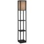Magshion Floor Lamp with 3- Tier Shelves, Living Room Bedroom Lighting Corner Bookshelf Lamp for Home Decoration Convenience Stand and Display Shelf, Walnut