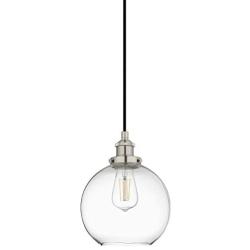 Primo Large Glass Globe Pendant Light Fixture - Brushed Nickel Hanging Pendant Lighting for Kitchen Island - Mid Century Modern Ceiling Light with Clear Glass Shade