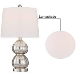 Maxax Modern Table Lamps Set of 2 Mercury Glass Desk Lamp with White Drum Shade for Living Room Family Bedroom Bedside Nightstand