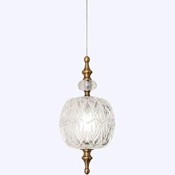 TLOLGT Antique Delicate Decorative Pattern Glass Ceiling Pendant Lighting Adjustable Mini Pendant Light for Kitchen Island Dining Room Bedroom with Original Design