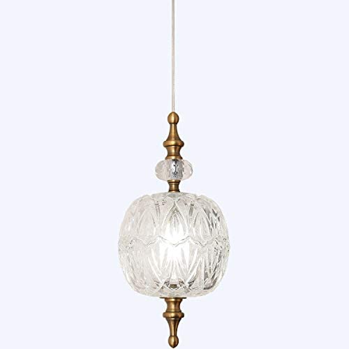 TLOLGT Antique Delicate Decorative Pattern Glass Ceiling Pendant Lighting Adjustable Mini Pendant Light for Kitchen Island Dining Room Bedroom with Original Design