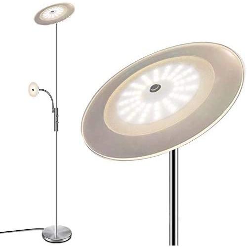 LED Floor Lamp - Modern Standing Lamp, 18W+5W Energy Saving, Dimmable & Adjustable, Metal Material, 3000K Warm White - Sky Torchiere Floor Lamps for Living Room, Bedroom, Office, Reading…