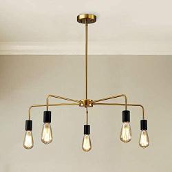 Saint Mossi Chandeliers 5 Lights Modern Pendant Lighting Vintage Ceiling Light Fixture, Brass